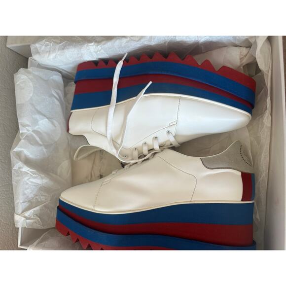 Stella McCartney Sneak Elyse Platforms, Red White and Blue, size 40.5 US10.5 NIB - Picture 13 of 15